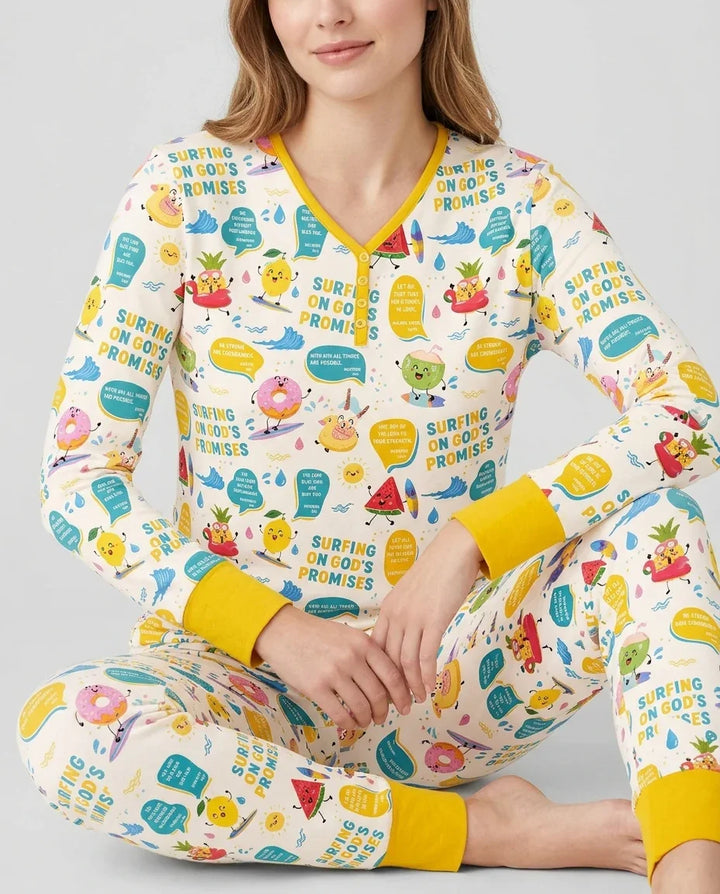 Summer Fruits Surfing On God's Promises Bamboo Women Pajama Set