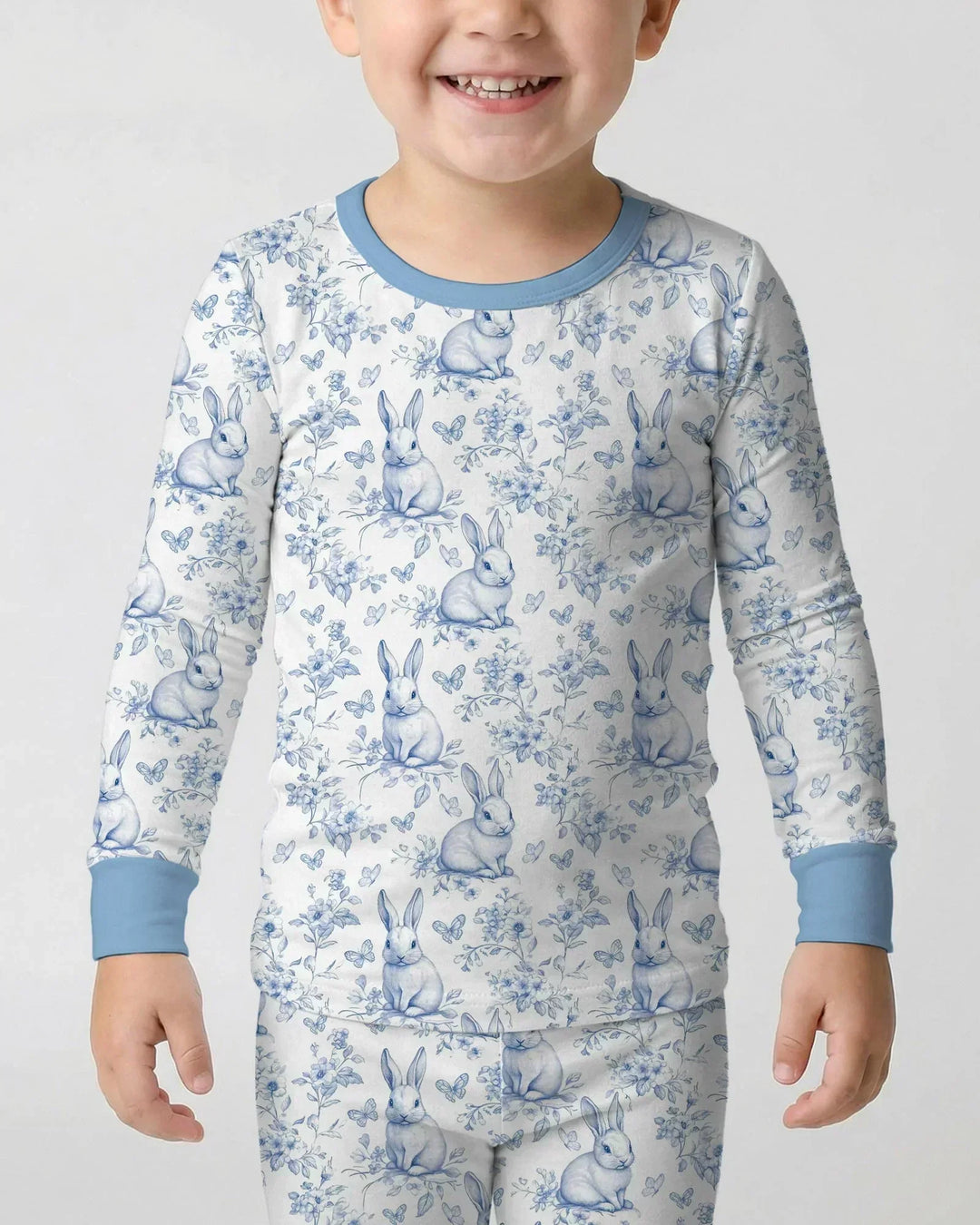 Easter Chinoiserie Toile de Jouy Bamboo Two Piece Long Sleeve Pajama Set