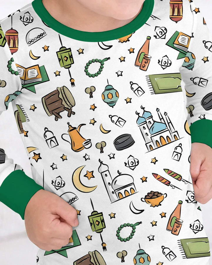 Ramadan Blessings Family Matching Bamboo Two Piece Long Sleeve Pajama Set