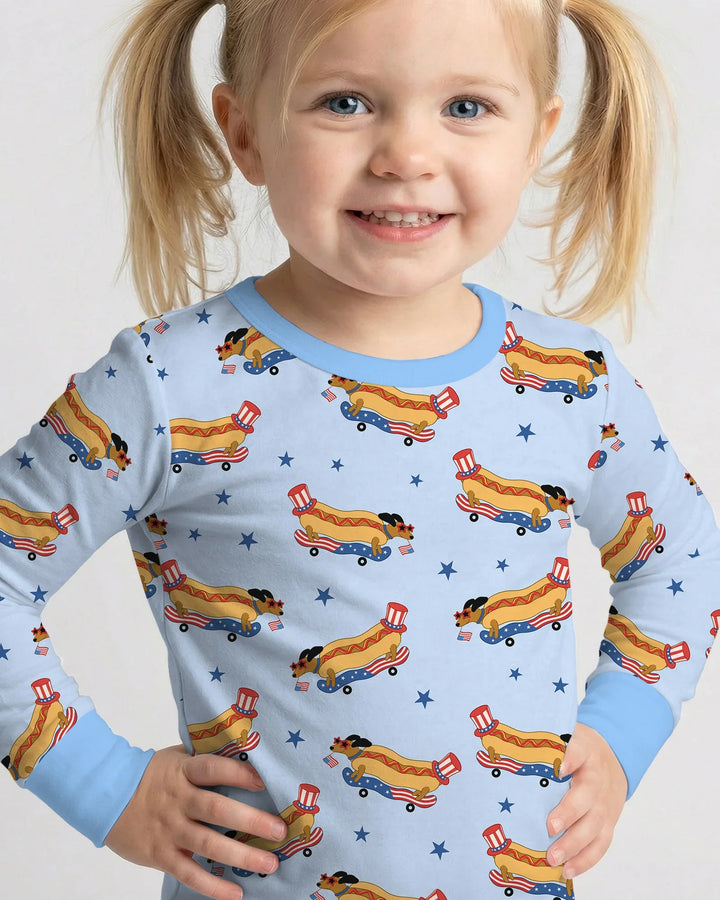 American Hot Dog Bamboo Two Piece Long Sleeve Pajama Set