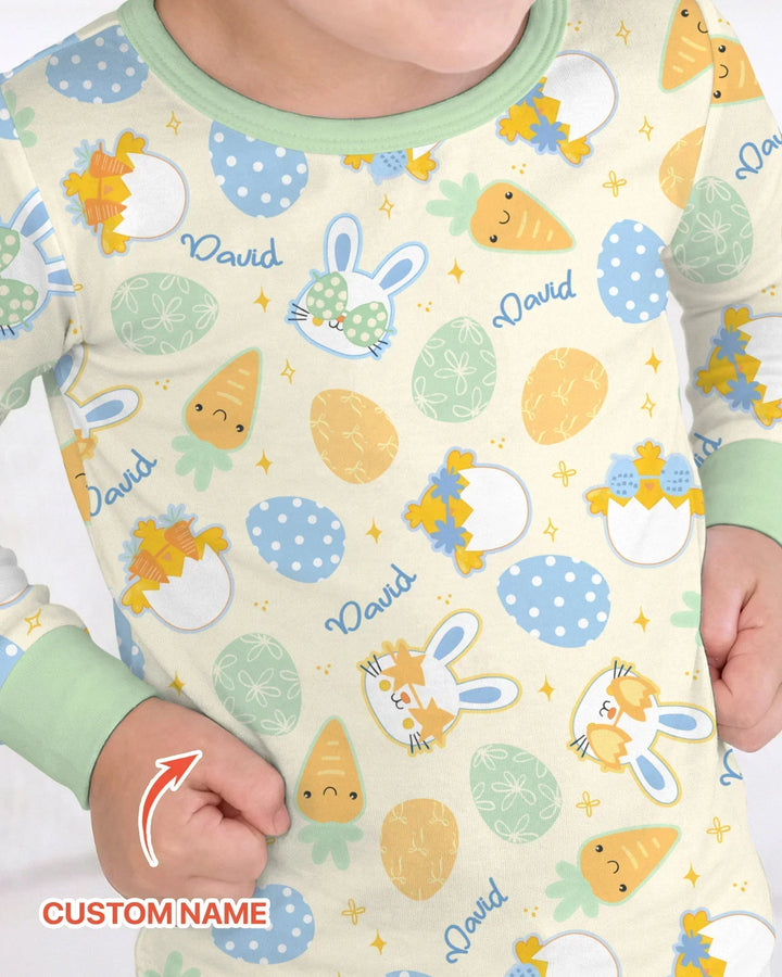 Retro Easter Bamboo Two Piece Long Sleeve Pajama Set