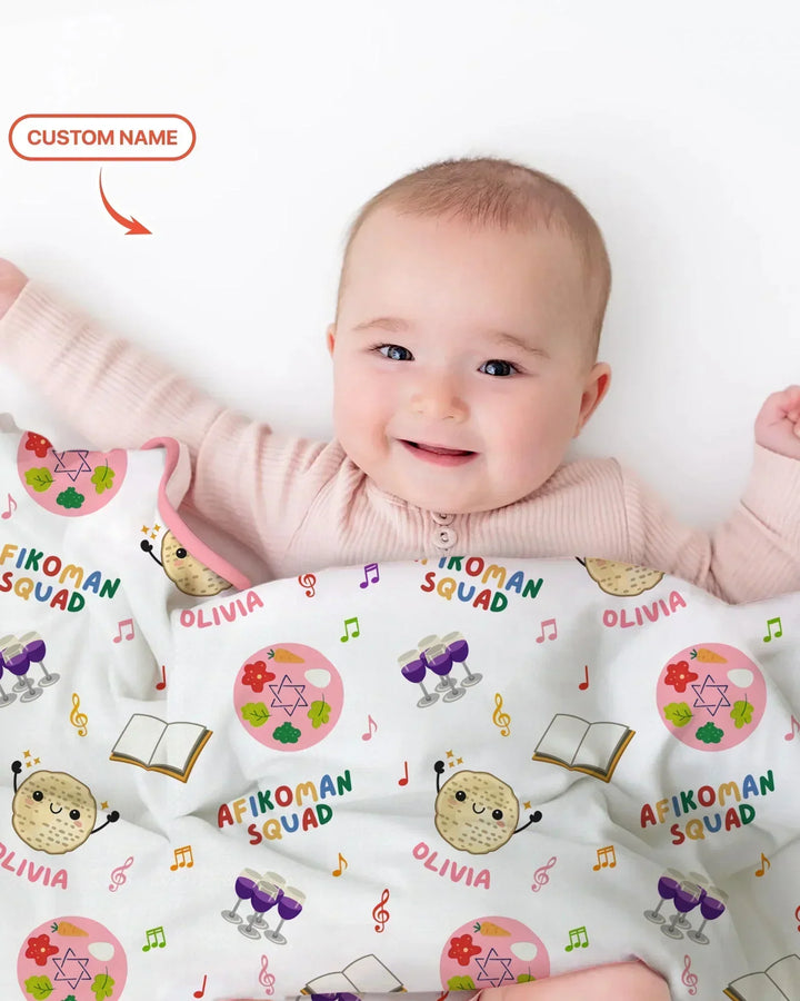Custom Name Passover Afikoman Squad Bamboo Blanket