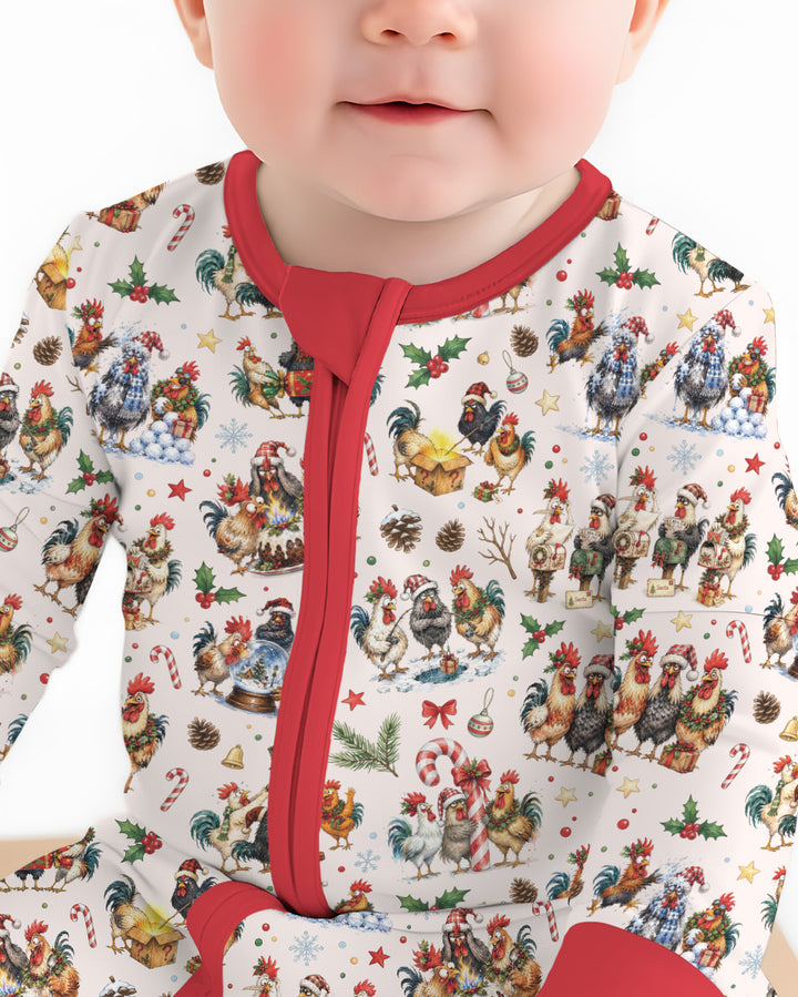Funny Roosters On Christmas Bamboo Convertible Zippy