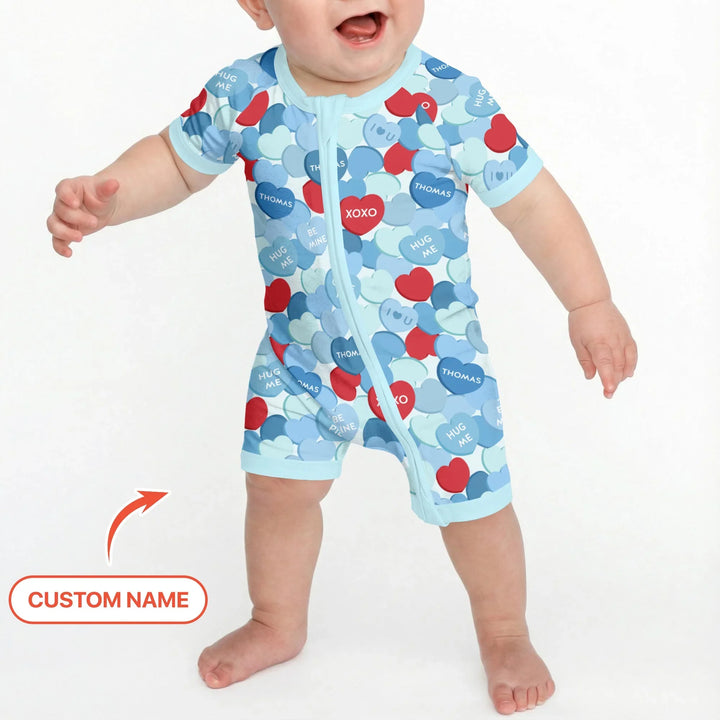 Valentine Candy Crush Family Matching Bamboo Shorty Zippy