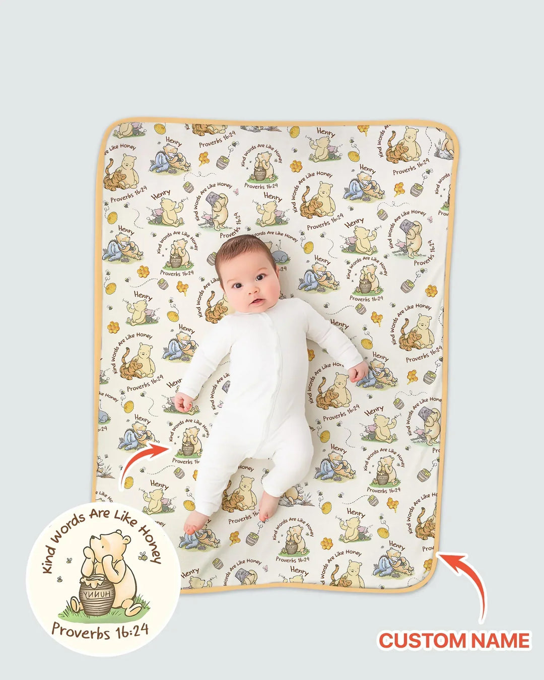 Kind Words Are Like Honey Custom Name Bamboo Blanket