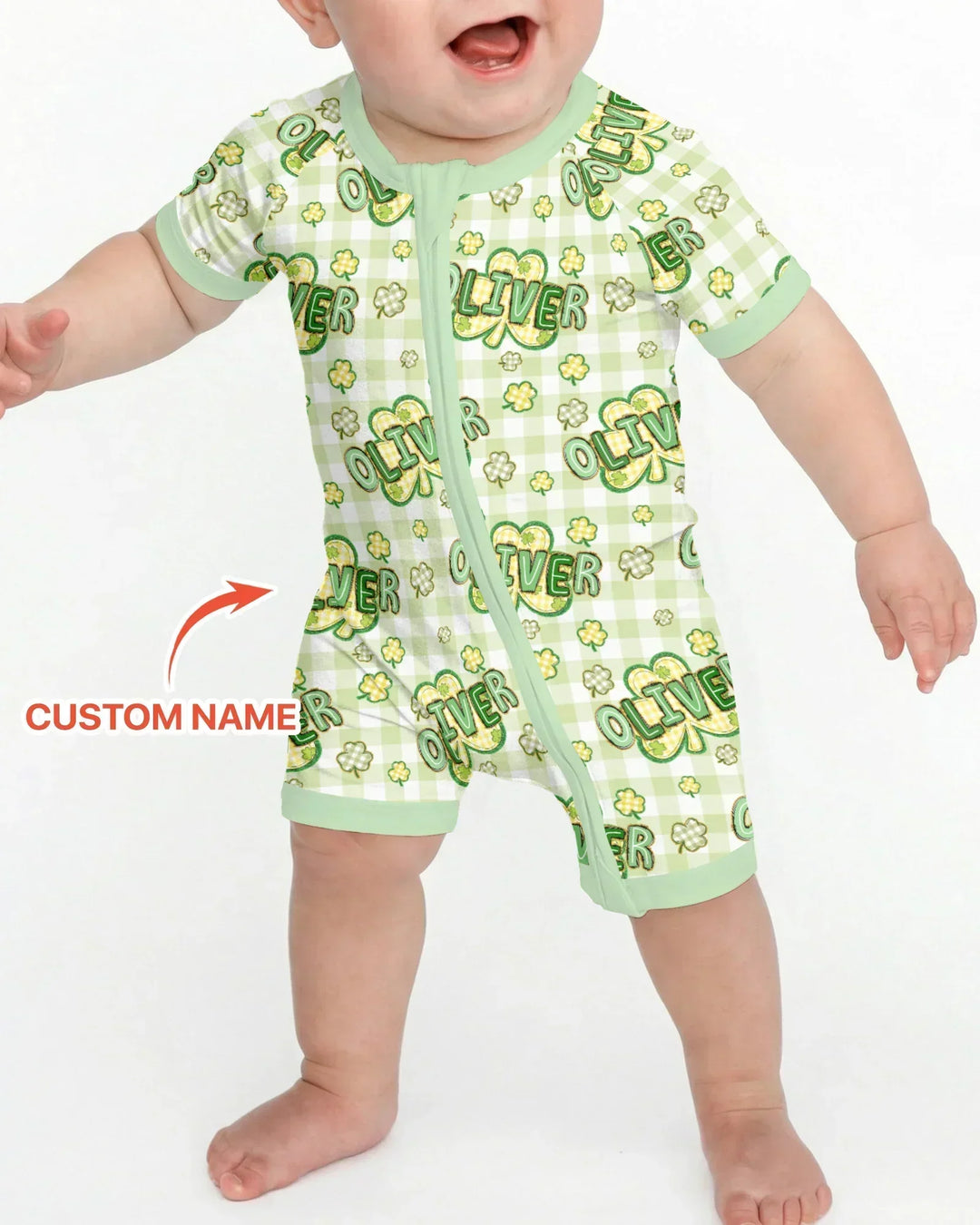 Lucky Shamrock Custom Name Bamboo Shorty Zippy