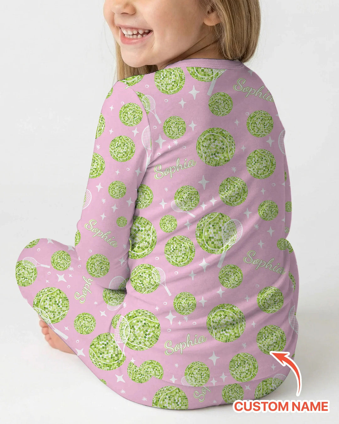 Tennis Disco Girl Party Matching Bamboo Two Piece Long Sleeve Pajama Set
