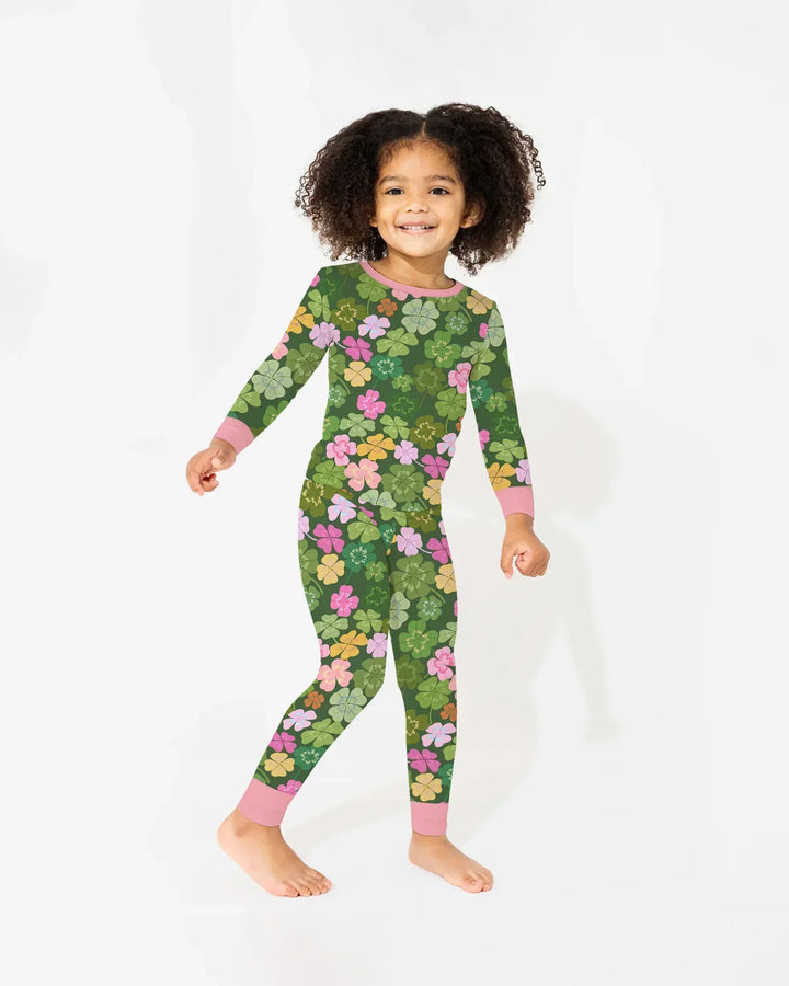 Lucky 4 Leaf Clover Bamboo Two Piece Long Sleeve Pajama Set