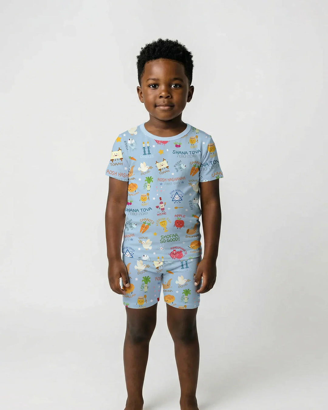 Family Rosh Hashanah Matching Bamboo Two Piece Short Sleeve Shorts Pajama Set