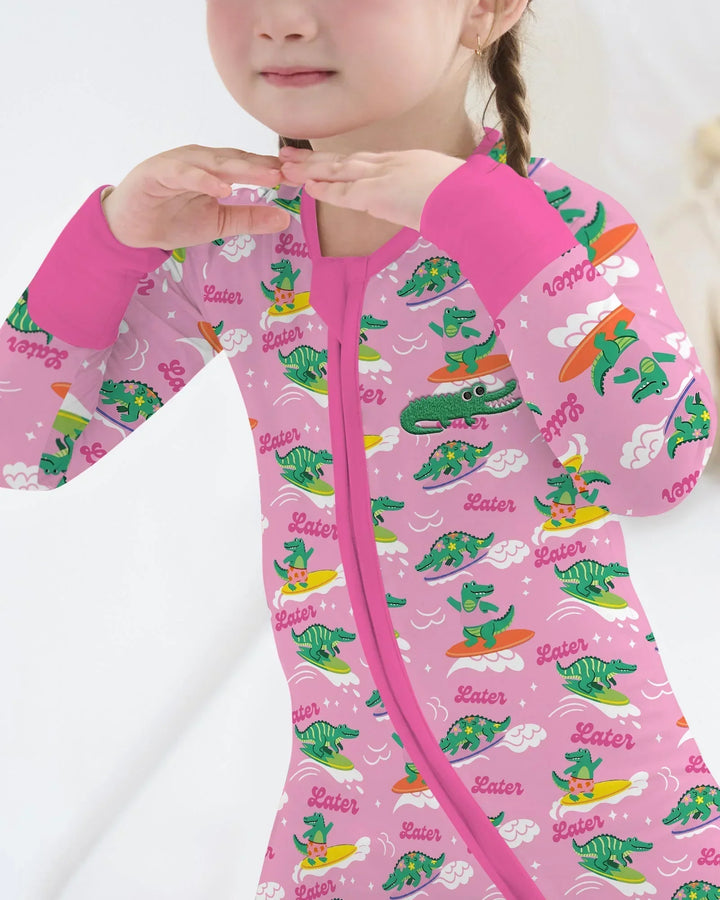 Embroidered Summer Alligator Bamboo Convertible Zippy