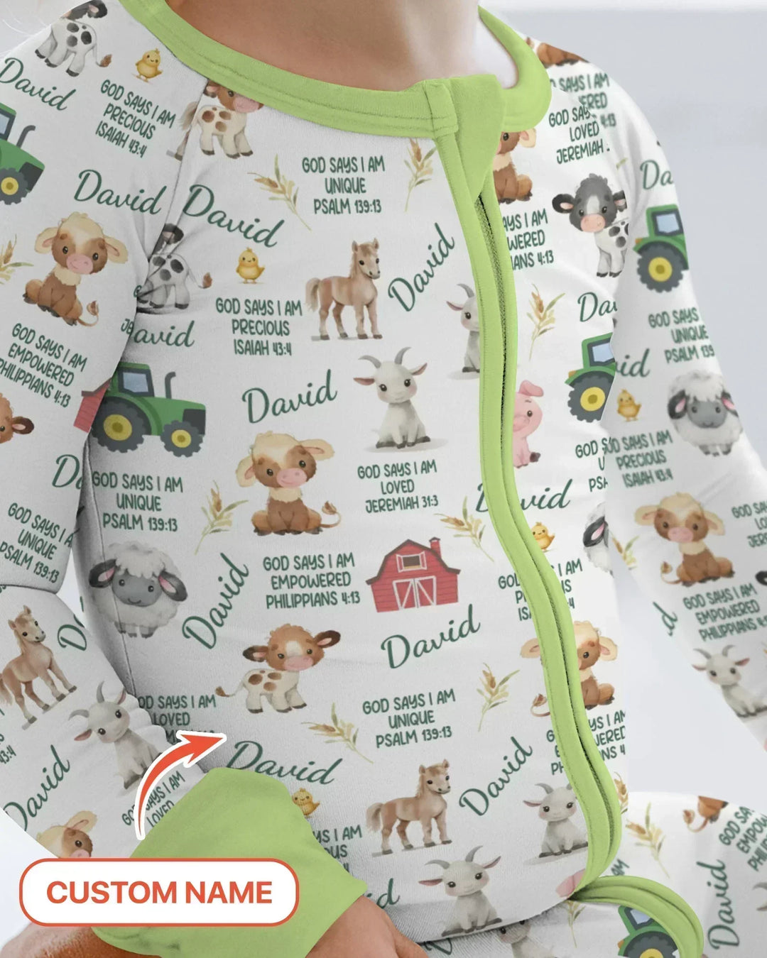 Custom Name God Says I Am Farm Animals Bamboo Convertible Zippy