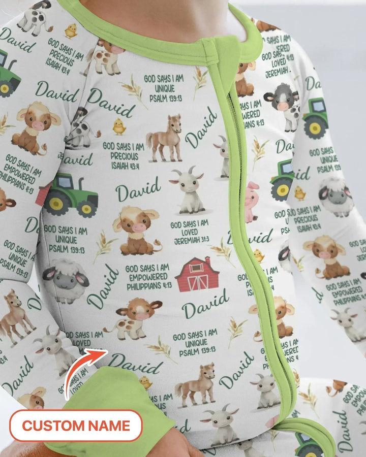 Custom Name God Says I Am Farm Animals Bamboo Convertible Zippy