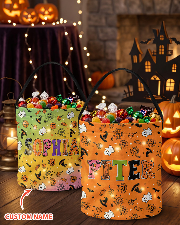Halloween Name Spooky Letters Led Light Bucket Bag