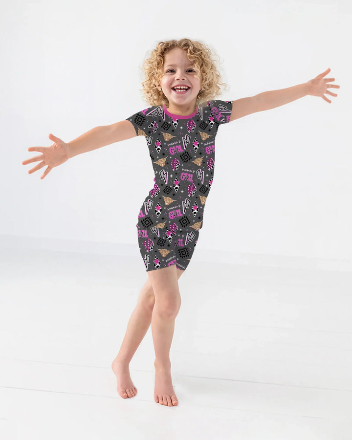 Western Mama & Me Matching  Bamboo Two Piece Short Sleeve Shorts Pajama Set