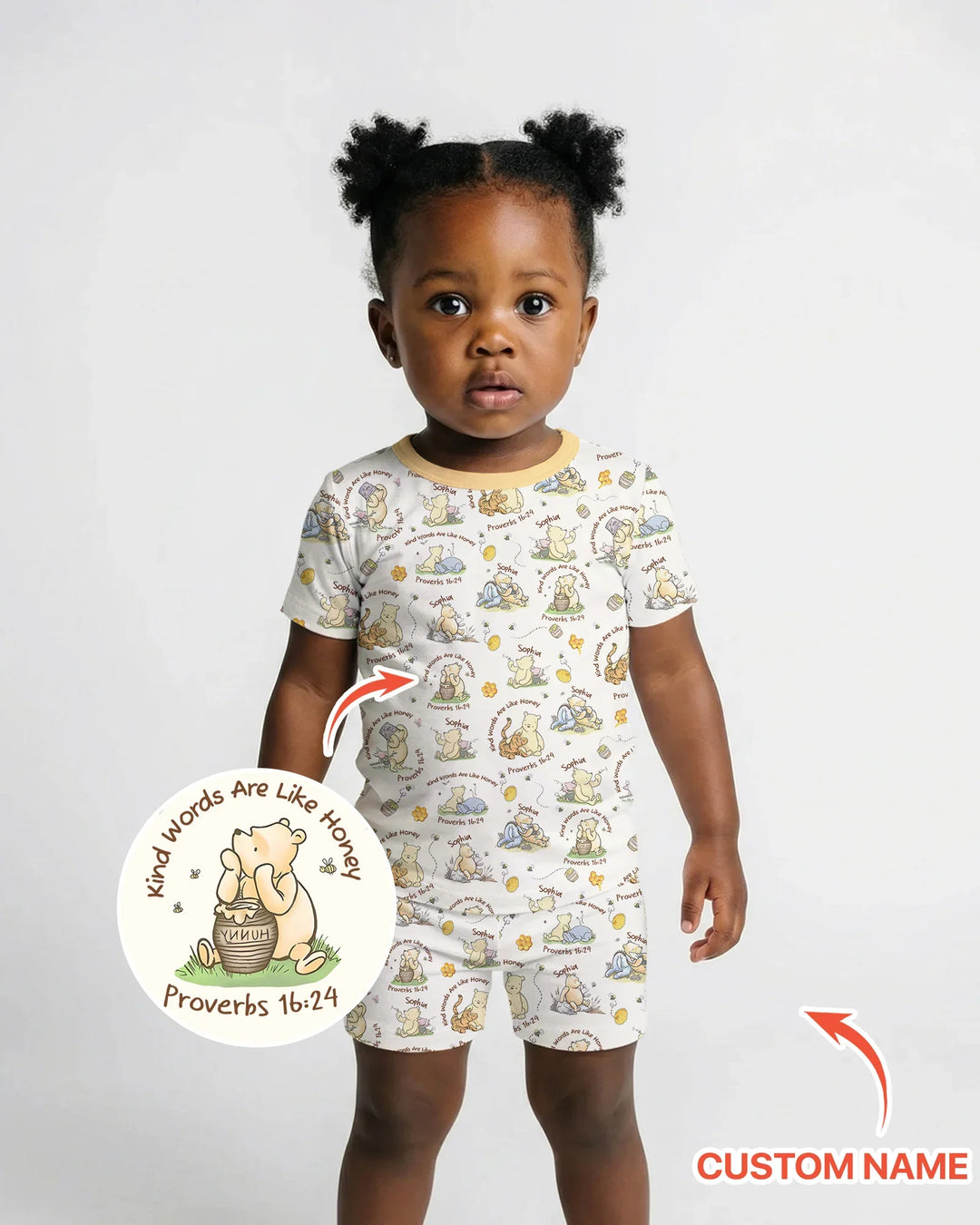 Kind Words Are Like Honey Custom Name Bamboo Two Piece Short Sleeve Shorts Pajama