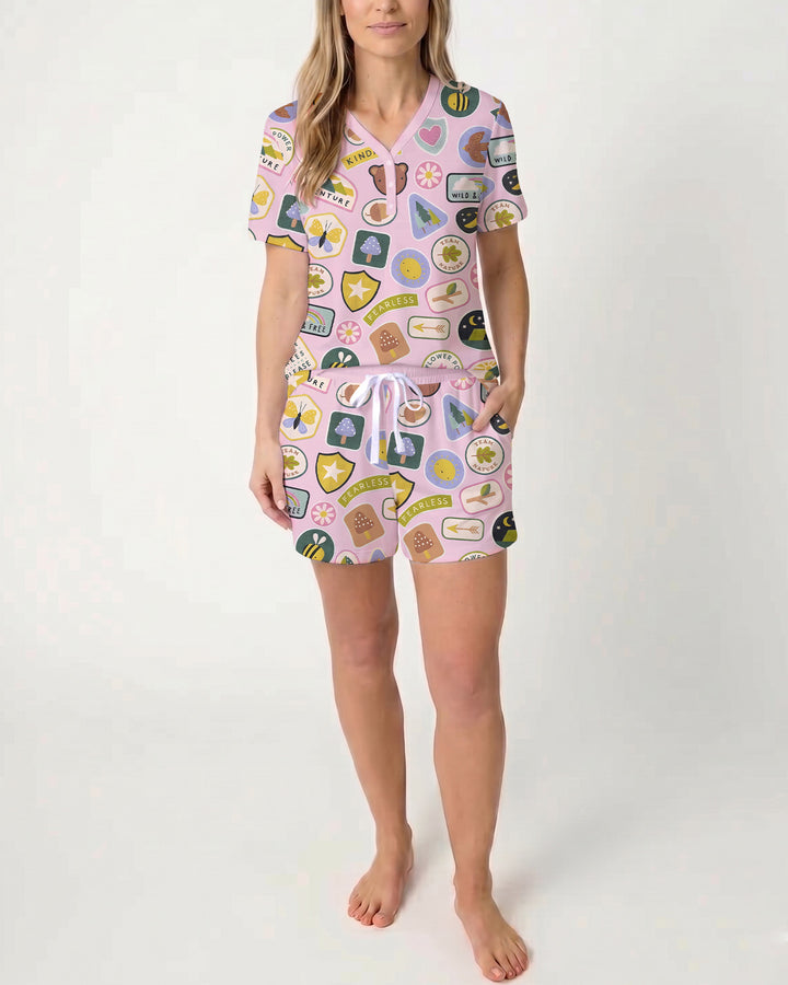 Little Explorer Bamboo Women Short Sleeve Short Pajama Set