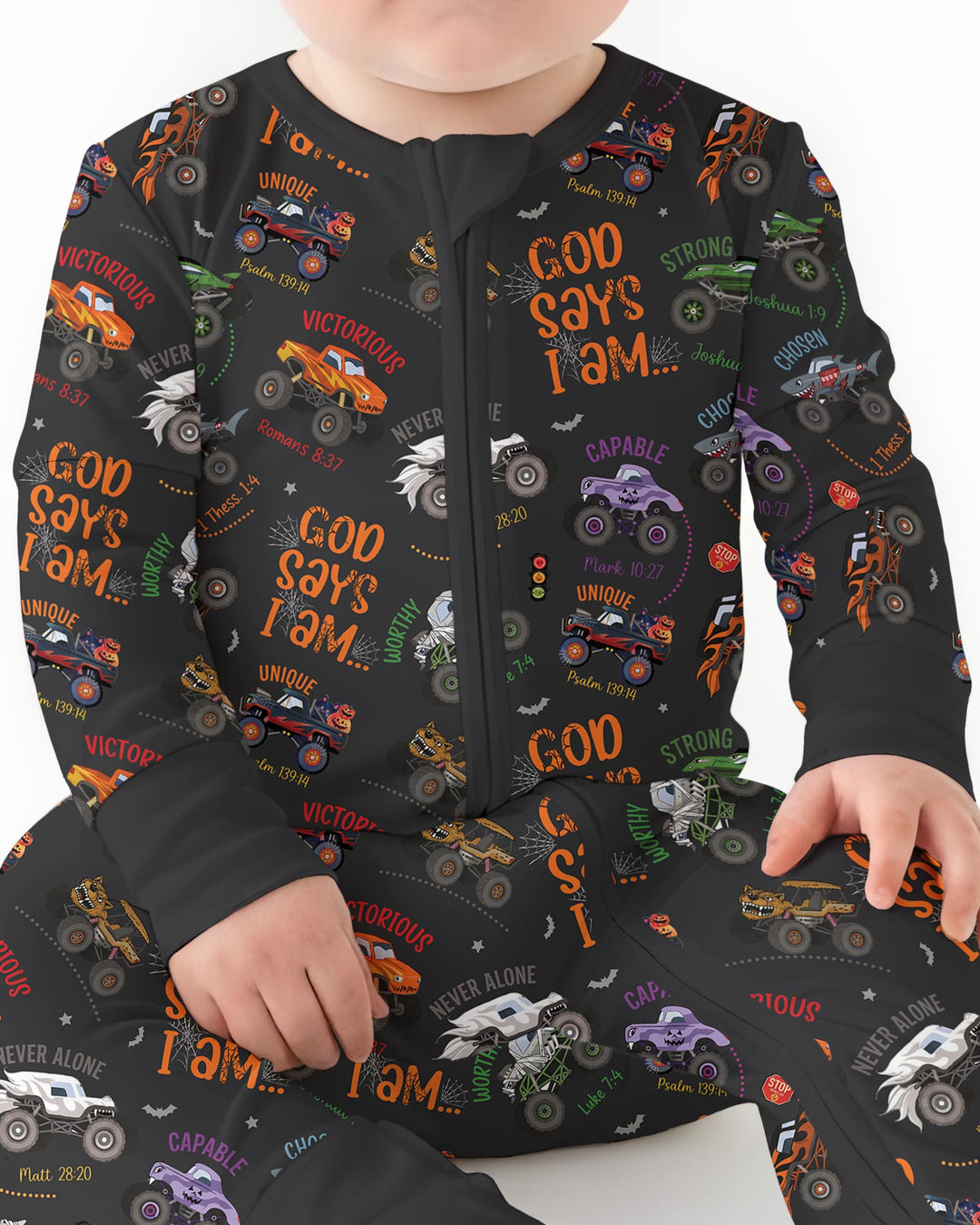 God Says I Am BOY Halloween Monster Truck  Bamboo Convertible Zippy