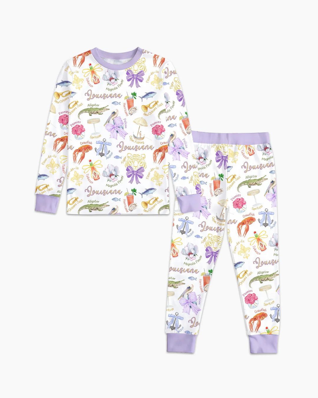 Louisiana Preppy Summer Bamboo Two Piece Long Sleeve Pajama Set