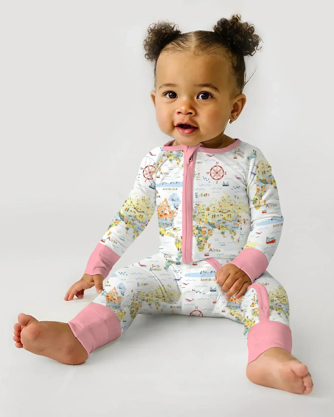 Whimsical World Map Family Matching Bamboo Convertible Zippy