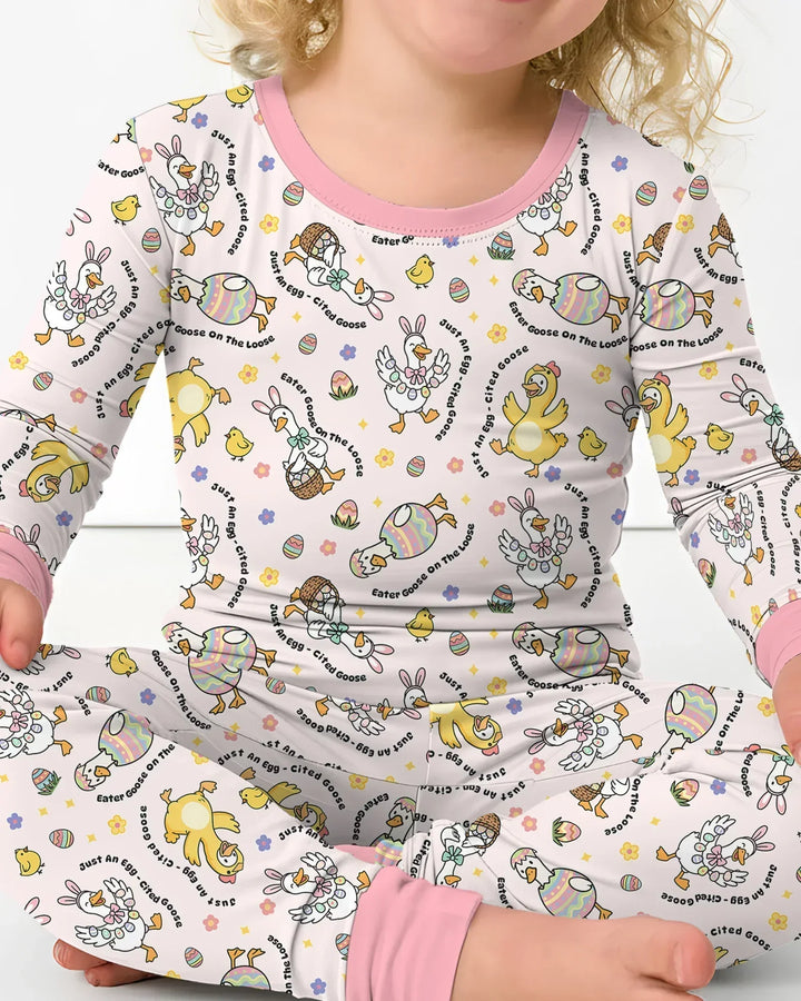 Easter Goose Family Matching Bamboo Two Piece Long Sleeve Pajama Set