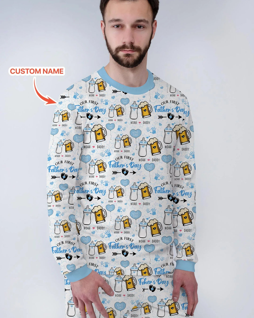 Custom Name First Father's Day Drink Bamboo Men's Pajama Set