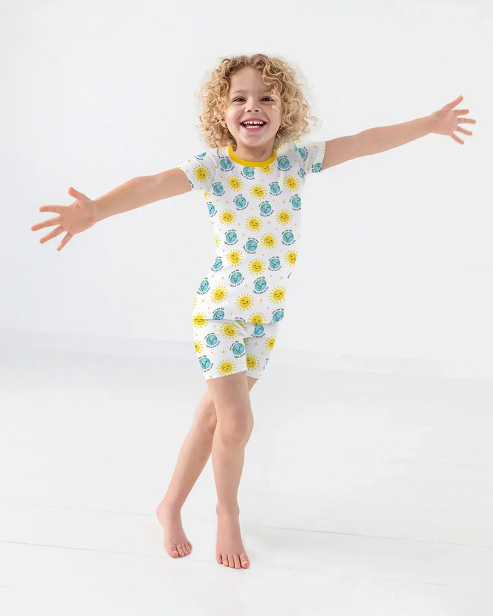 Matthew 5:14 Light of the World Bamboo Two Piece Short Sleeve Shorts Pajama Set