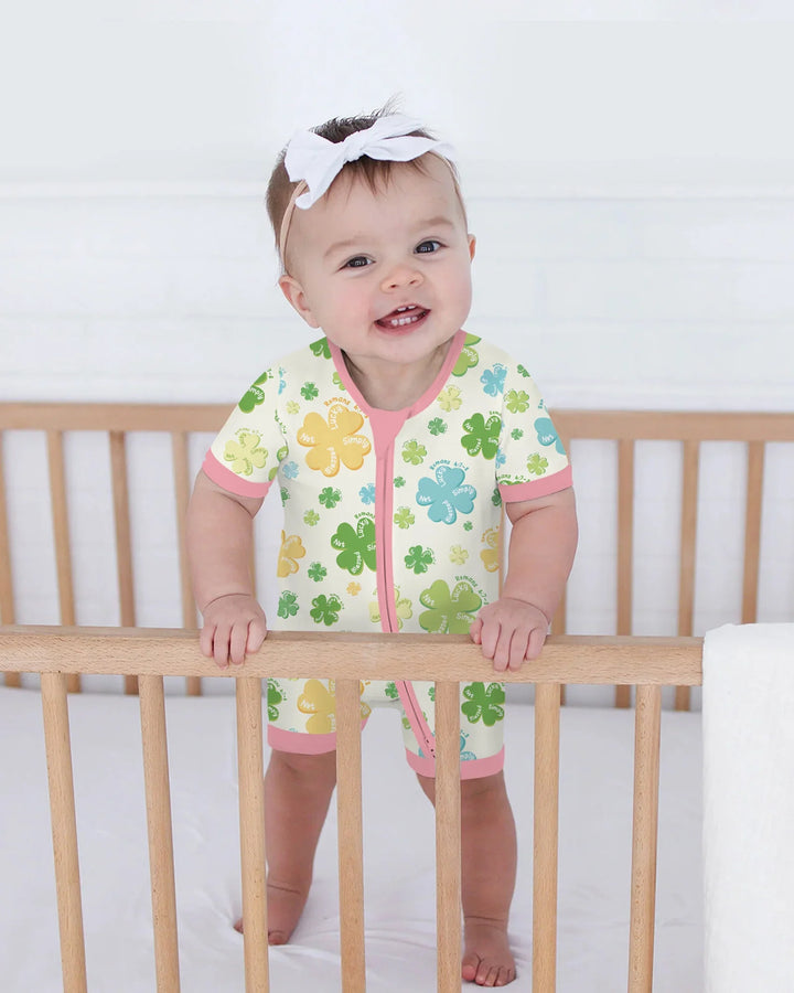 Shamrocks Print St. Patrick's Day Bamboo Shorty Zippy