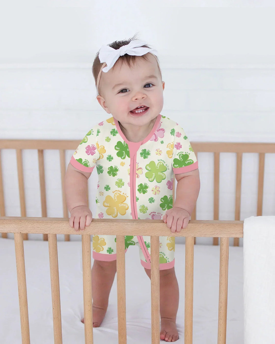 Shamrocks Print St. Patrick's Day Bamboo Shorty Zippy