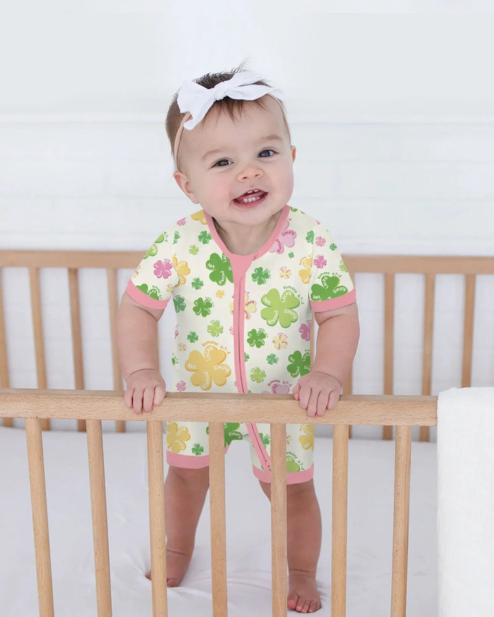 Shamrocks Print St. Patrick's Day Bamboo Shorty Zippy