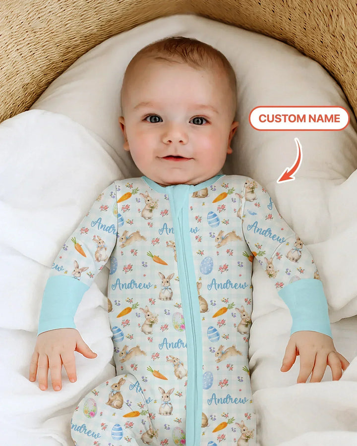 Custom Name Bunny Garden Bamboo Convertible Zippy