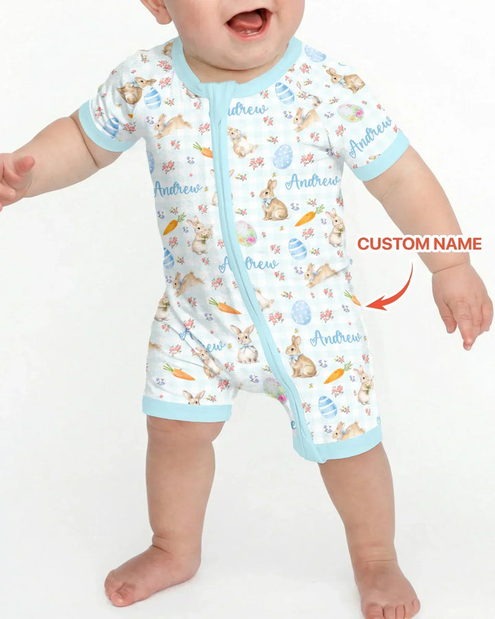 Custom Name Bunny Garden Bamboo Shorty Zippy