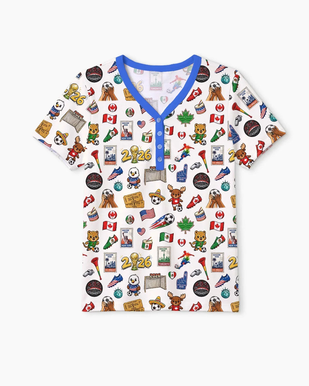 Soccer Cup 2026 Family Matching Bamboo Women Short Sleeve Short Pajama Set