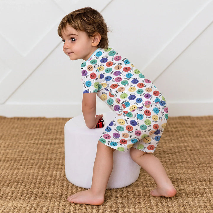 My Emotions Hebrew Bamboo Two Piece Short Sleeve Shorts Pajama Set