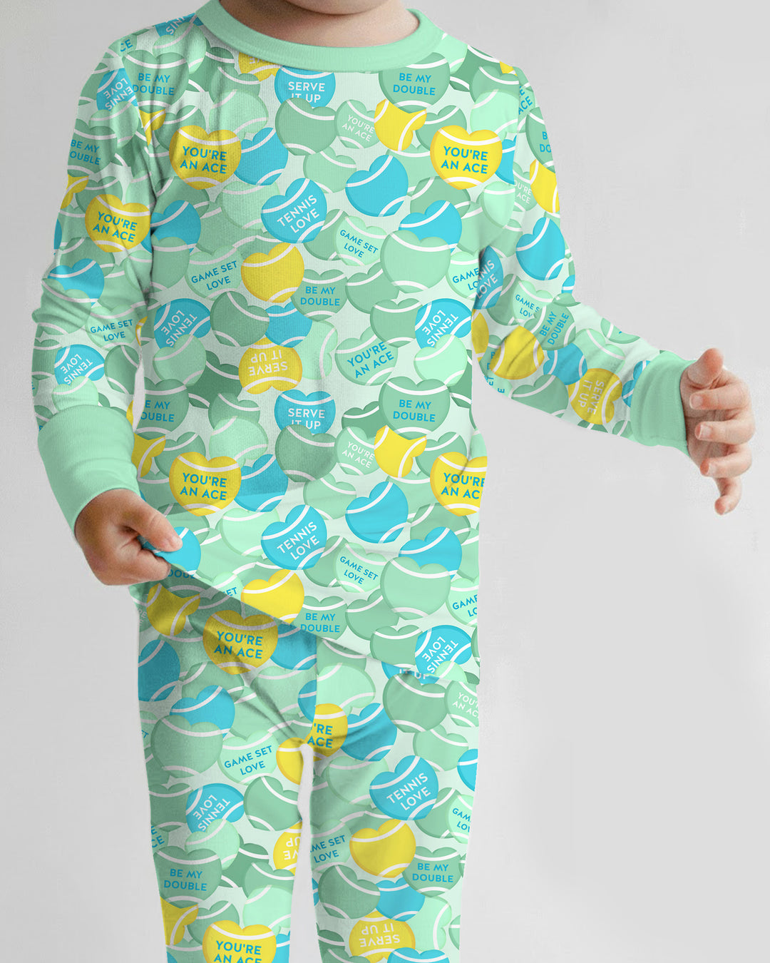 Tennis Candy Family Matching Bamboo Two Piece Long Sleeve Pajama Set