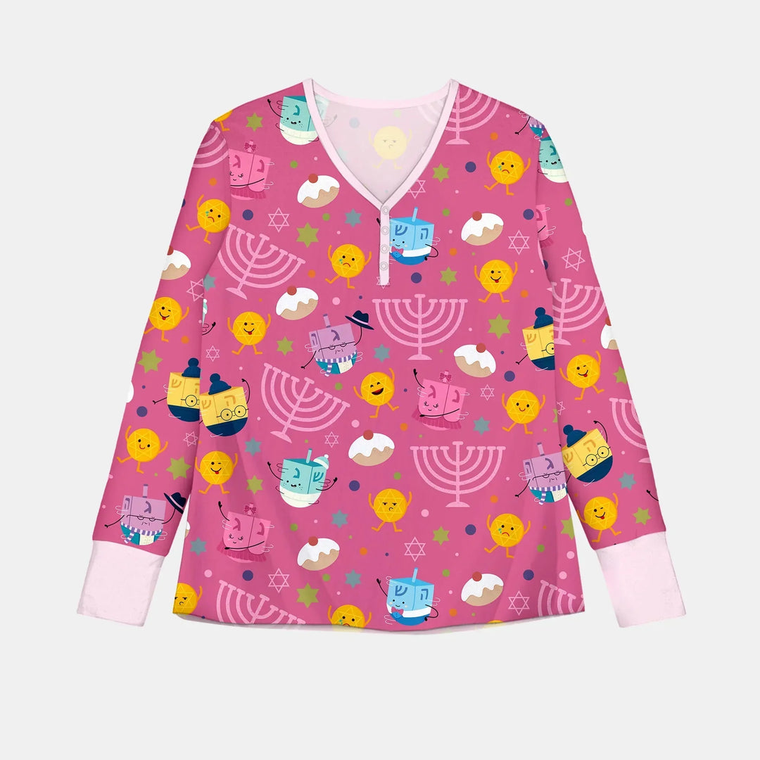 Hanukkah Little Dreidel Family Bamboo Women Pajama Set