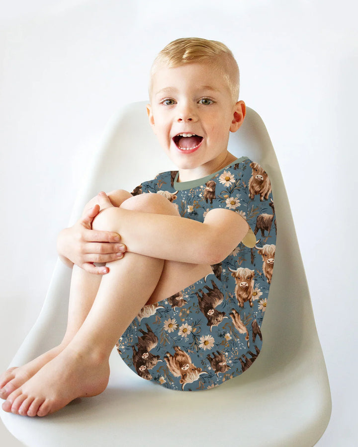 Majestic Highland Cows Family Matching Bamboo Two Piece Short Sleeve Shorts Pajama Set