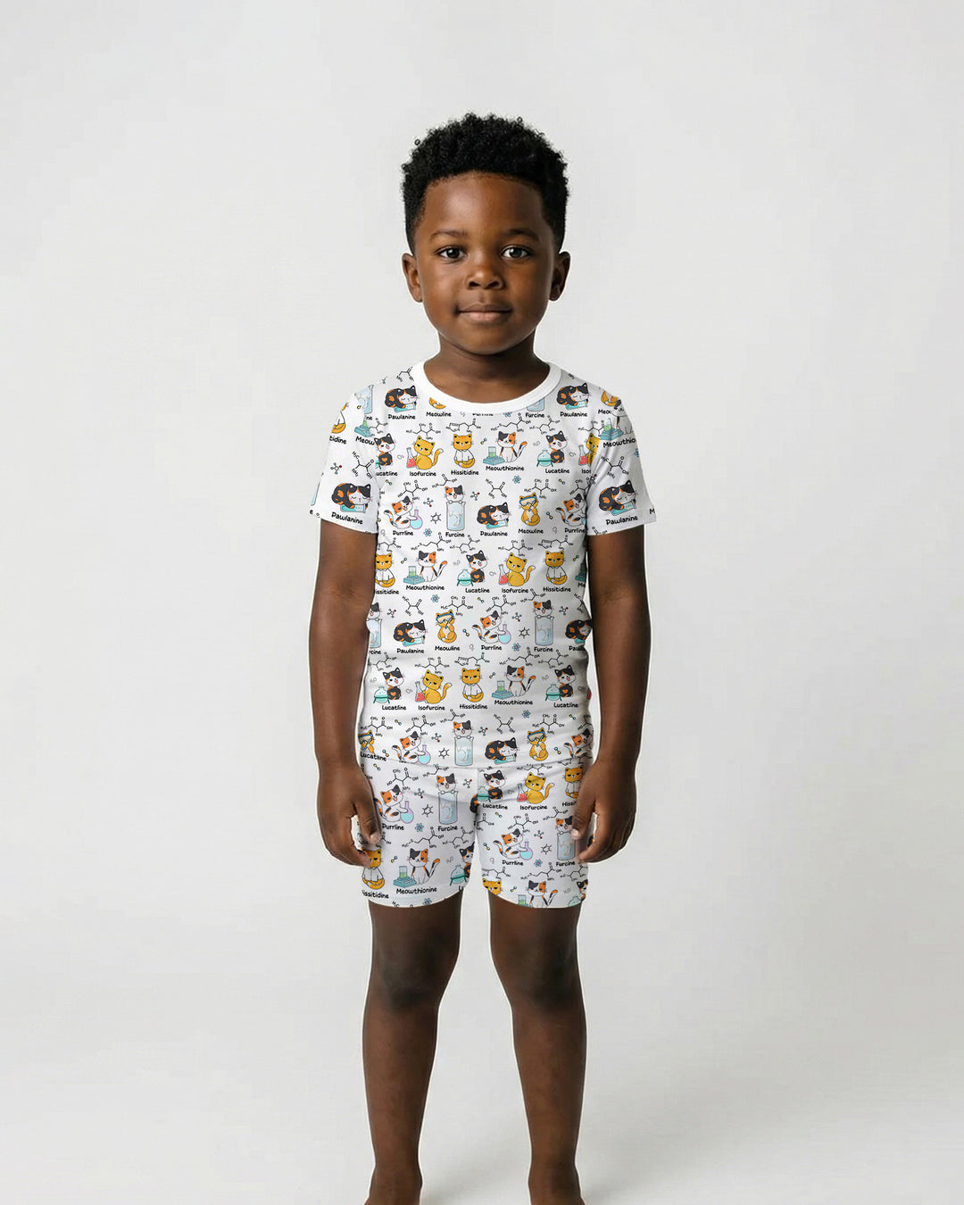 Biochemistry Cat Bamboo Two Piece Short Sleeve Shorts Pajama Set