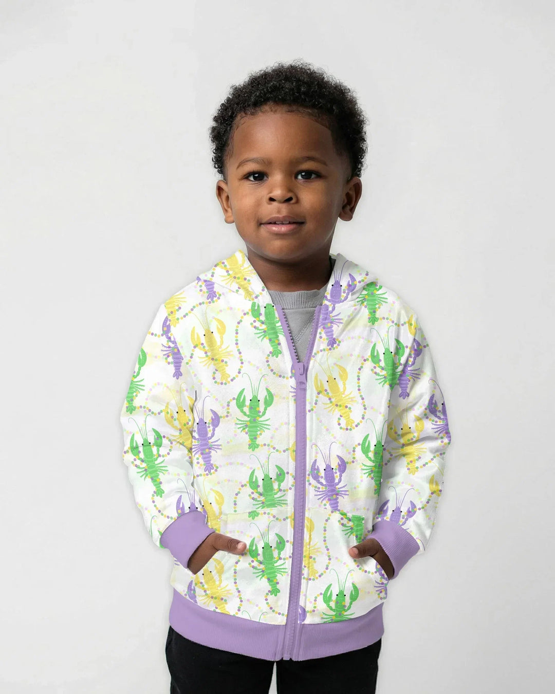 Mardi Gras Crawfish Family Matching Bamboo Zip Hoodie