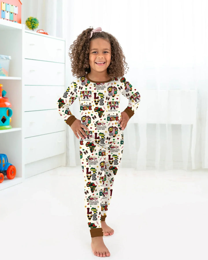 Juneteenth Breaking Every Chain Bamboo Two Piece Long Sleeve Pajama Set