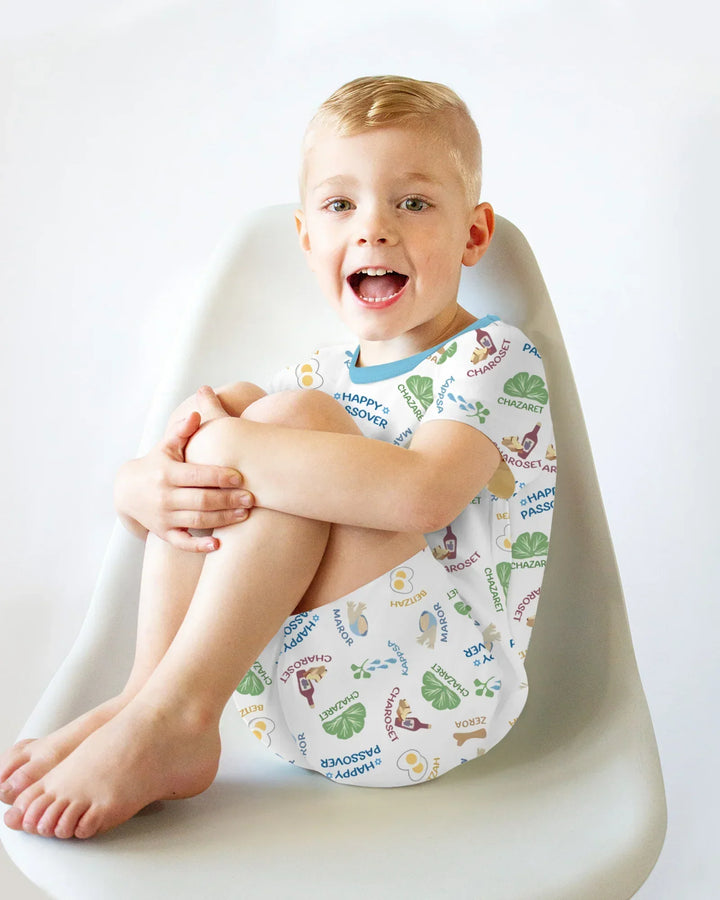 Happy Passover Matching Family Bamboo Two Piece Short Sleeve Shorts Pajama Set