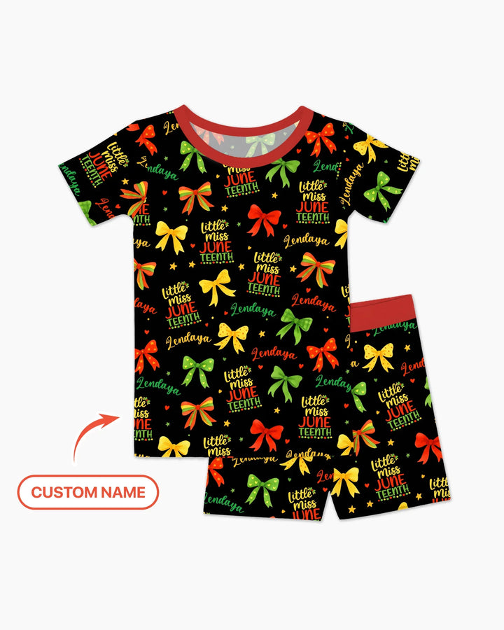 Little Miss Juneteenth Bamboo Two Piece Short Sleeve Shorts Pajama Set