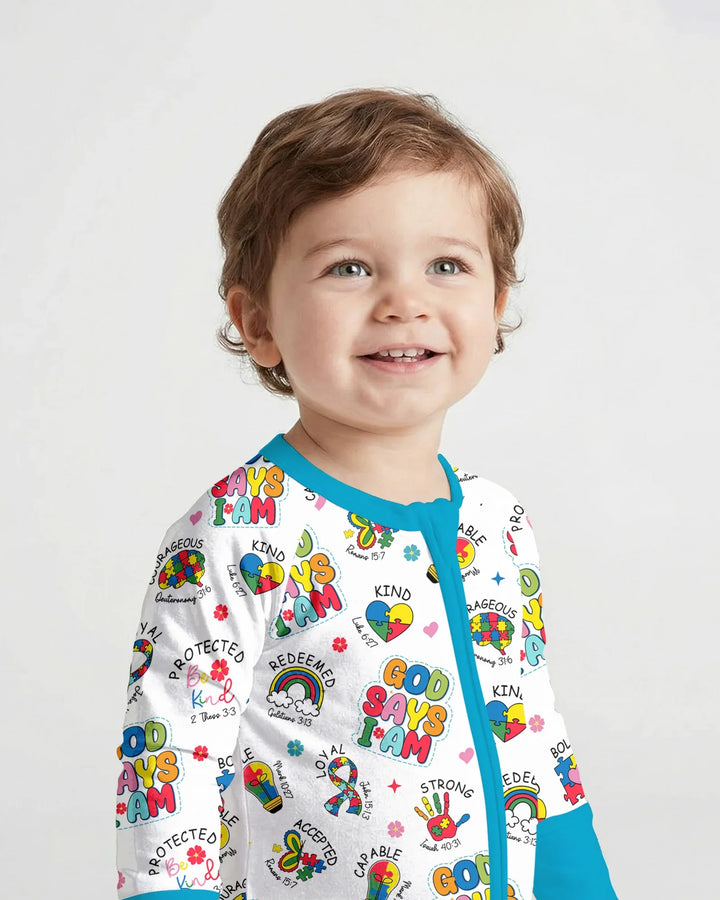 God Says I Am Autism Awareness Bamboo Convertible Zippy