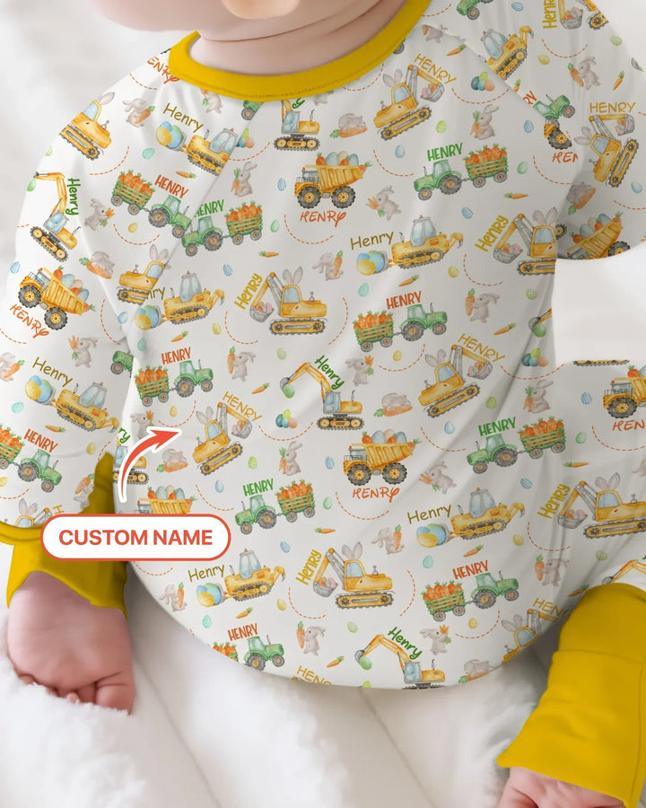 Easter Construction Vehicles Custom Name Bamboo Convertible Zippy