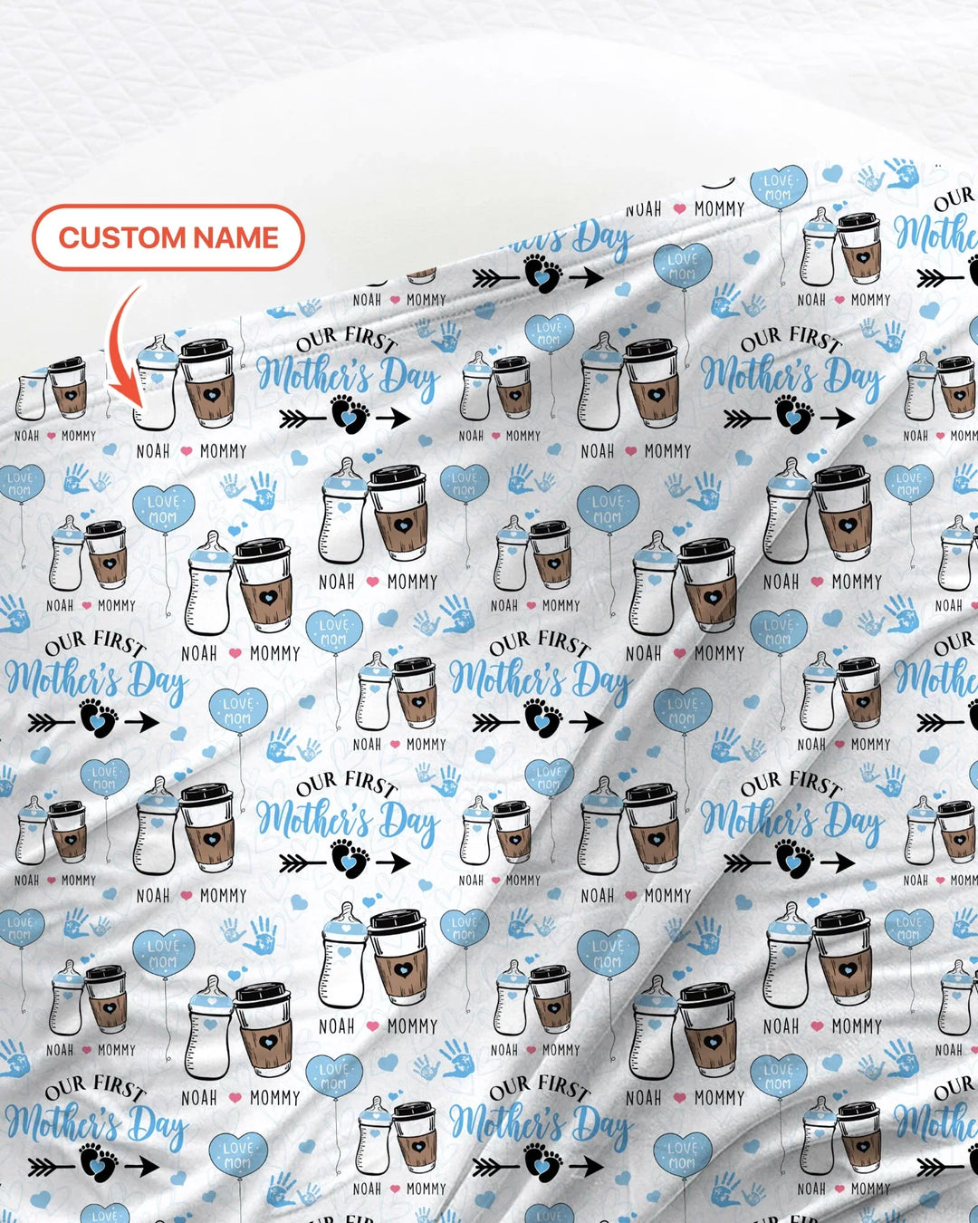 Custom Name First Mother's Day Drink bamboo swaddle blanket