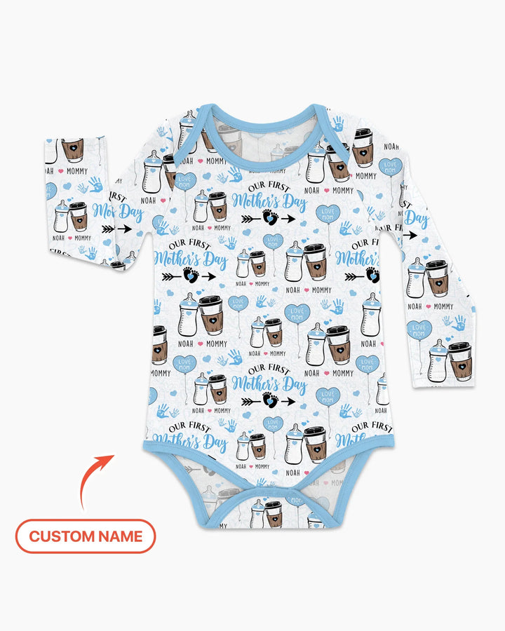 Custom Name First Mother's Day Drink Bamboo Bodysuit