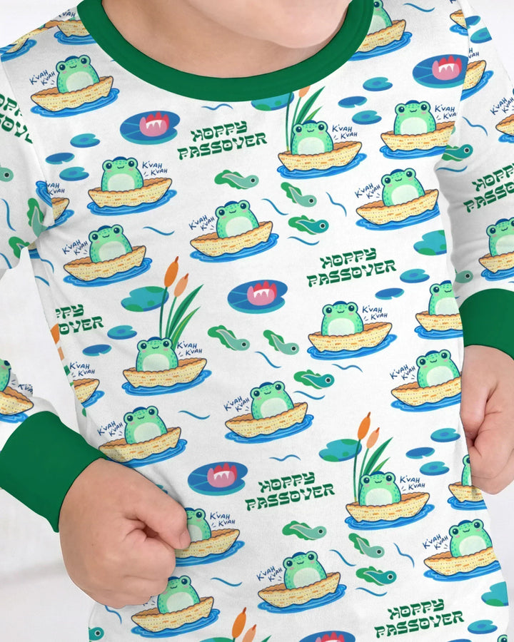 Hoppy Passover Family Matching Bamboo Two Piece Long Sleeve Pajama Set