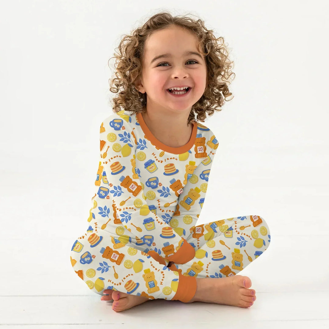 Honey Bear Bottle Bamboo Two Piece Long Sleeve Pajama Set