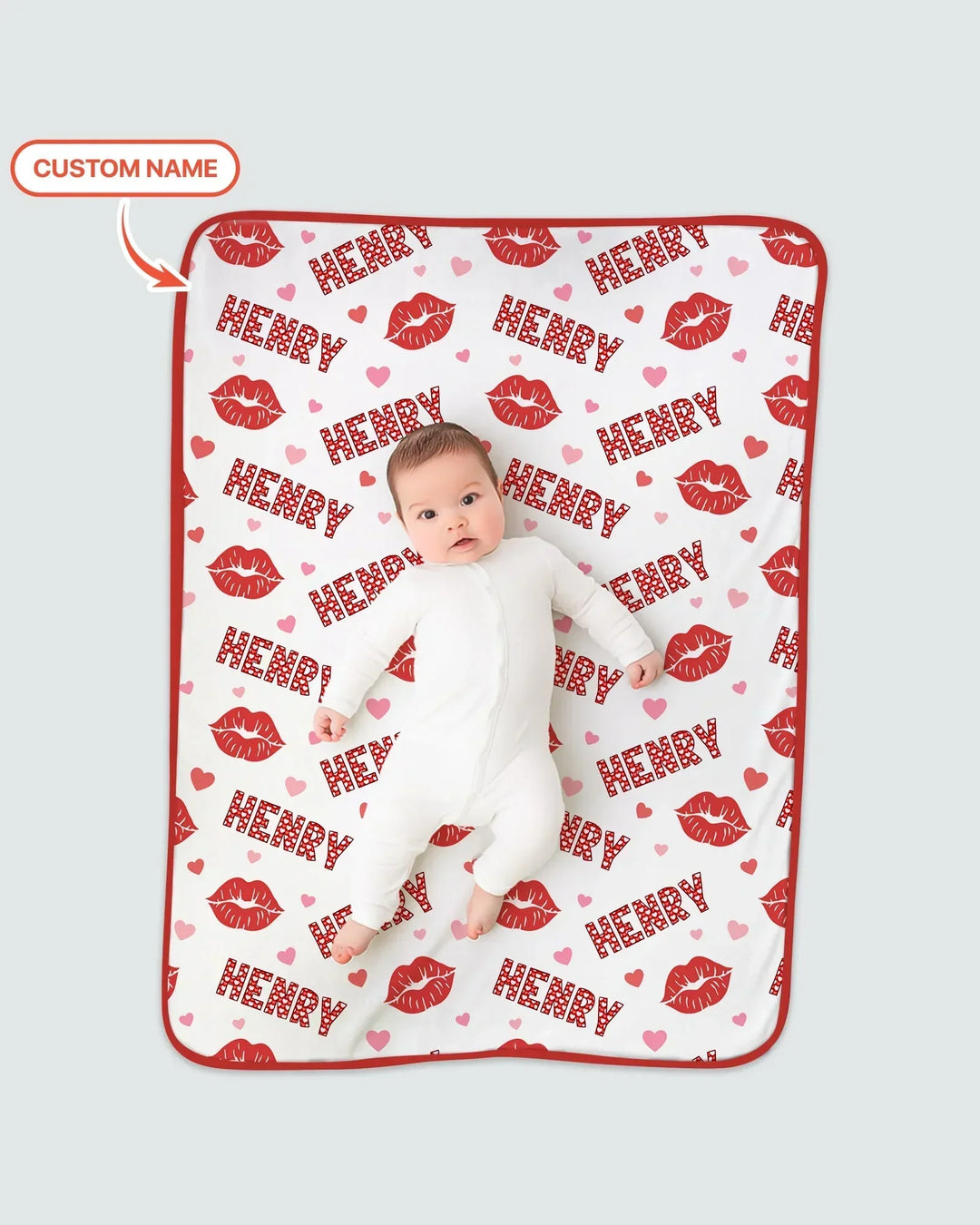 Custom Name Valentine Kiss Bamboo Blanket