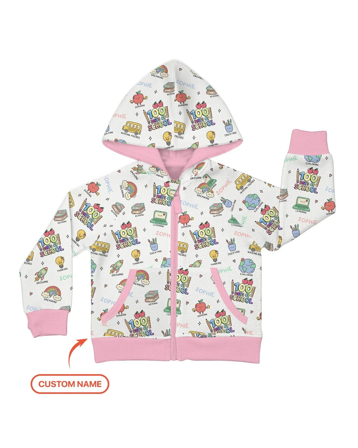 Custom Name Celebration Hundred Days Bamboo Zip Hoodie