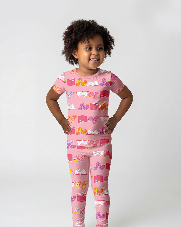 Bookworm Family Matching Bamboo Two Piece Short Sleeve Pajama Set